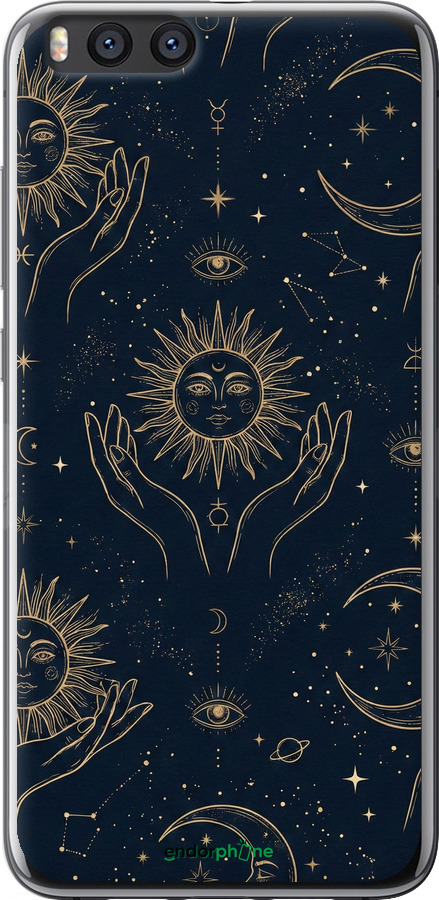 Силиконовый чехол Celestial Harmony: Sun & Moon Gold Mystic Pattern для Xiaomi Mi Note 3 - 6778u-978 изображение 