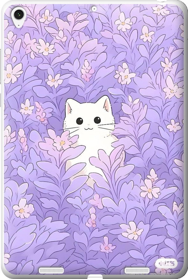 Силиконовый чехол Котик в цветах для Xiaomi Mi Pad - 6390u-361 изображение 