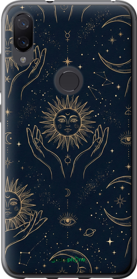 2D пластиковый чехол Celestial Harmony: Sun & Moon Gold Mystic Pattern для Xiaomi Mi Play - 6778t-1644 изображение 