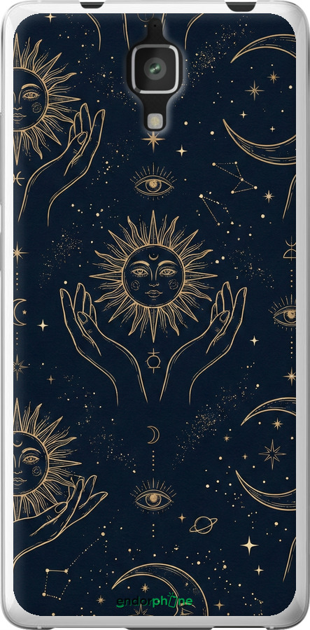 2D пластиковый чехол Celestial Harmony: Sun & Moon Gold Mystic Pattern для Xiaomi Mi4 - 6778t-163 изображение 
