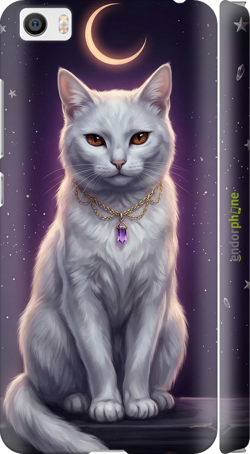 3D пластиковий глянцевий чехол Mystic White Cat Gothic Dark Purple Gold для Xiaomi Mi5 - 6805c-180 изображение 