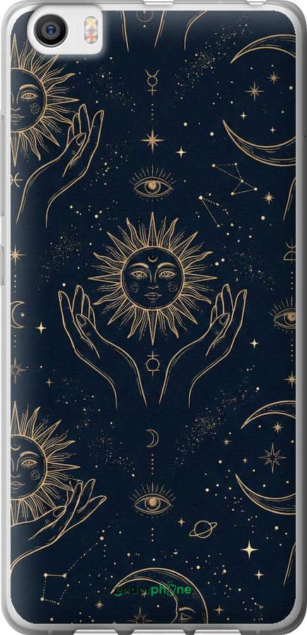 2D пластиковый чехол Celestial Harmony: Sun & Moon Gold Mystic Pattern для Xiaomi Mi5 - 6778t-180 изображение 