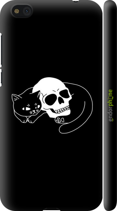 3D пластиковый матовый чехол С изображением кота и черепа для Xiaomi Mi5c - 6491m-820 изображение 