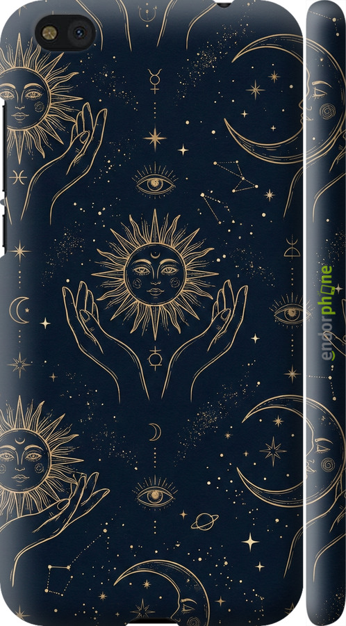 3D пластиковый матовый чехол Celestial Harmony: Sun & Moon Gold Mystic Pattern для Xiaomi Mi5c - 6778m-820 изображение 