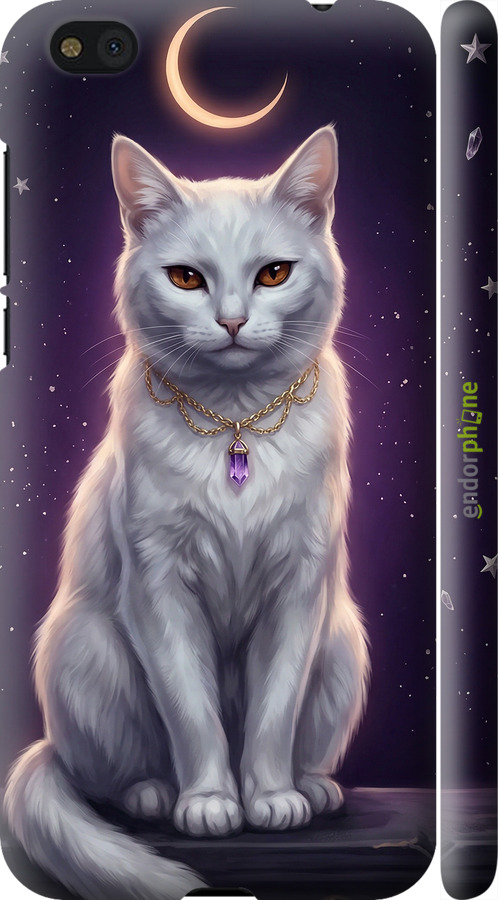 3D пластиковий матовий чехол Mystic White Cat Gothic Dark Purple Gold для Xiaomi Mi5c - 6805m-820 изображение 