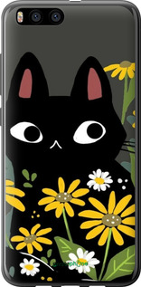 Силиконовый чехол Черный кот с цветами для Xiaomi Mi6 - 6448u-965 изображение 