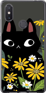 Силіконовий чехол Чорний кіт з квітами для Xiaomi Mi8 SE - 6448u-1504 изображение 