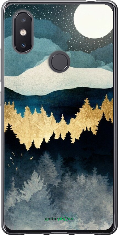 Силиконовый чехол Ночной пейзаж с лесом и горами для Xiaomi Mi8 SE - 6493u-1504 изображение 