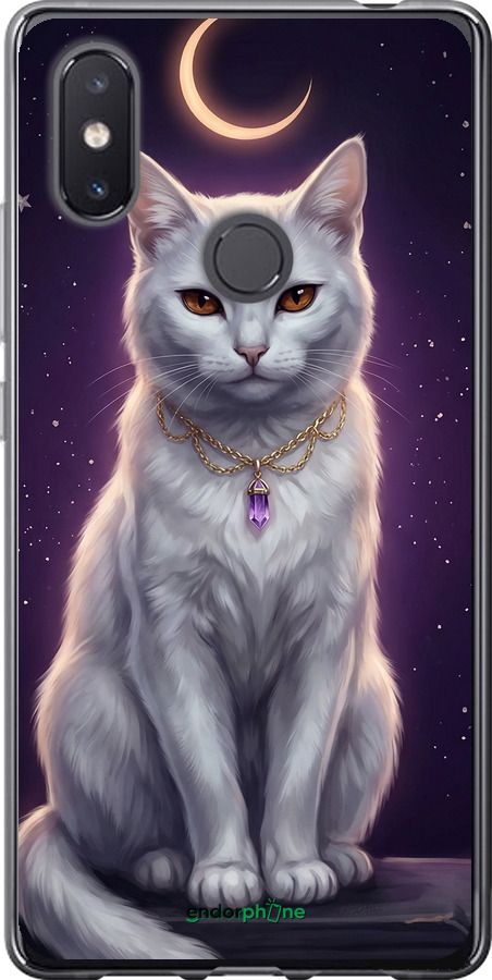 Силиконовый чехол Mystic White Cat Gothic Dark Purple Gold для Xiaomi Mi8 SE - 6805u-1504 изображение 