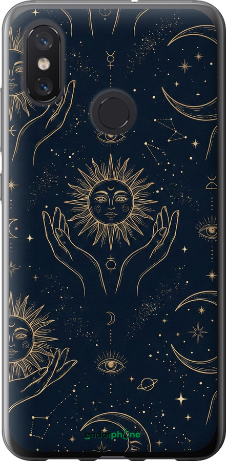 2D пластиковый чехол Celestial Harmony: Sun & Moon Gold Mystic Pattern для Xiaomi Mi8 - 6778t-1499 изображение 