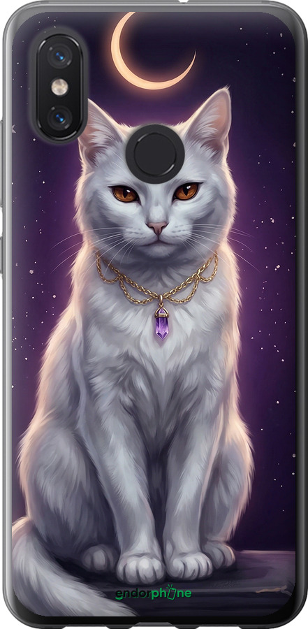 2D пластиковый чехол Mystic White Cat Gothic Dark Purple Gold для Xiaomi Mi8 - 6805t-1499 изображение 