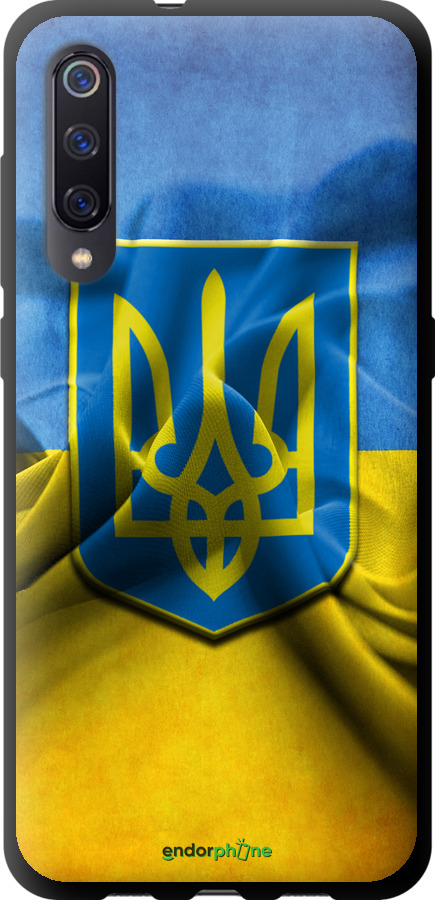 

TPU чорний чохол "Прапор та герб України" для Xiaomi Mi9, Блакитний