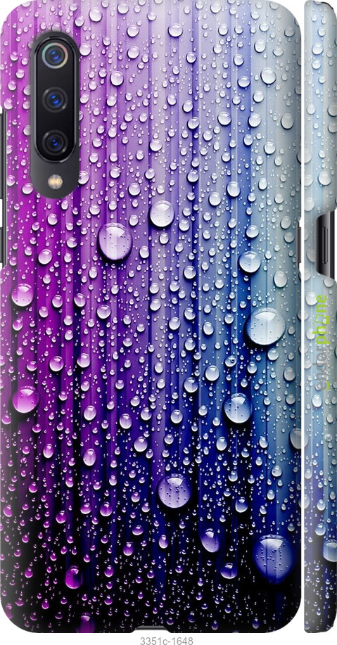 

3D пластиковий матовий чохол "Краплини води" для Xiaomi Mi9, Синій