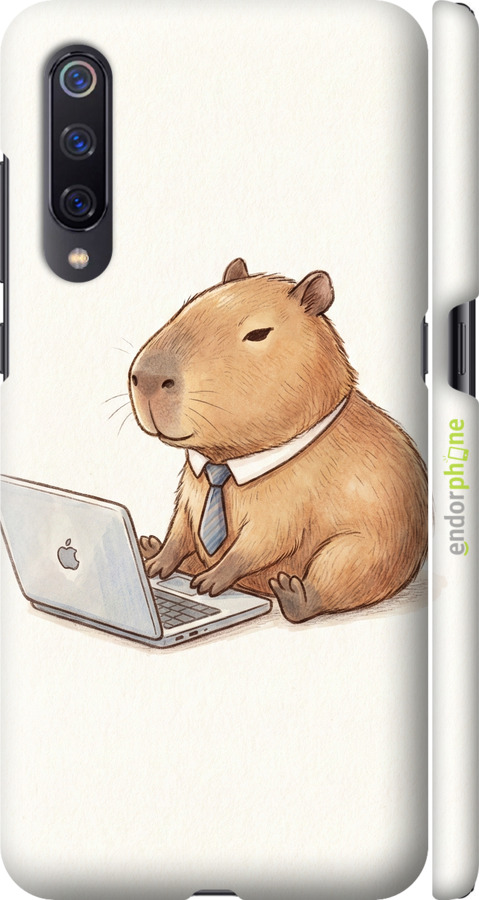 3D пластиковый матовый чехол Funny Capybara CEO Working для Xiaomi Mi9 - 6777m-1648 изображение 