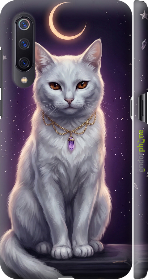 3D пластиковий матовий чехол Mystic White Cat Gothic Dark Purple Gold для Xiaomi Mi9 - 6805m-1648 изображение 
