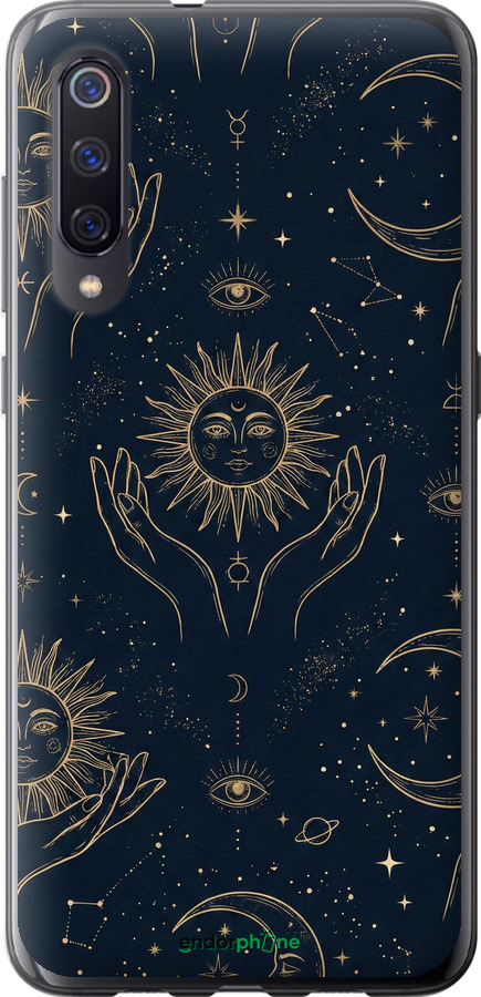 2D пластиковый чехол Celestial Harmony: Sun & Moon Gold Mystic Pattern для Xiaomi Mi9 - 6778t-1648 изображение 