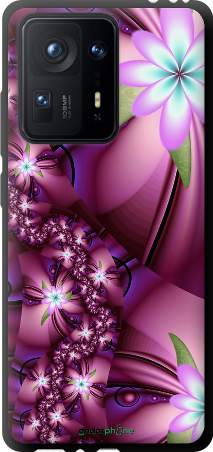 

TPU чорний чохол "Квіткова мозаїка" для Xiaomi Mix 4, Рожевий