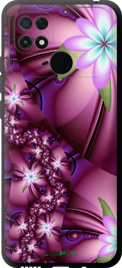 

TPU чорний чохол "Квіткова мозаїка" для Xiaomi Poco C40, Рожевий