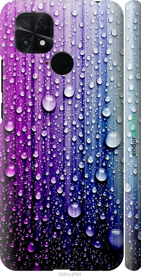 

3D пластиковий матовий чохол "Краплини води" для Xiaomi Poco C40, Синій