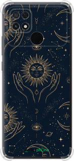 Силіконовий протиударний с посиленими кутами чехол Celestial Harmony: Sun & Moon Gold Mystic Pattern для Xiaomi Poco C40 - 6778sp-2701 изображение 