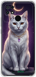 Силикон с усиленными углами чехол Mystic White Cat Gothic Dark Purple Gold для Xiaomi Poco C40 - 6805sp-2701 изображение 