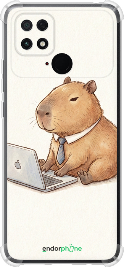 Силикон с усиленными углами чехол Funny Capybara CEO Working для Xiaomi Poco C40 - 6777sp-2701 изображение 