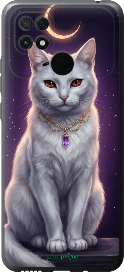 Силиконовый чехол Mystic White Cat Gothic Dark Purple Gold для Xiaomi Poco C40 - 6805u-2701 изображение 