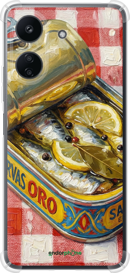 Силикон с усиленными углами чехол Vintage Sardine Tin Phone для Xiaomi Redmi 13C - 6772sp-3410 изображение 