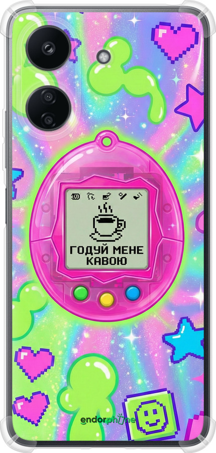 Силикон с усиленными углами чехол Y2K Aesthetic Retro Pet: Годуй мене кавою для Xiaomi Redmi 13C - 6784sp-3410 изображение 
