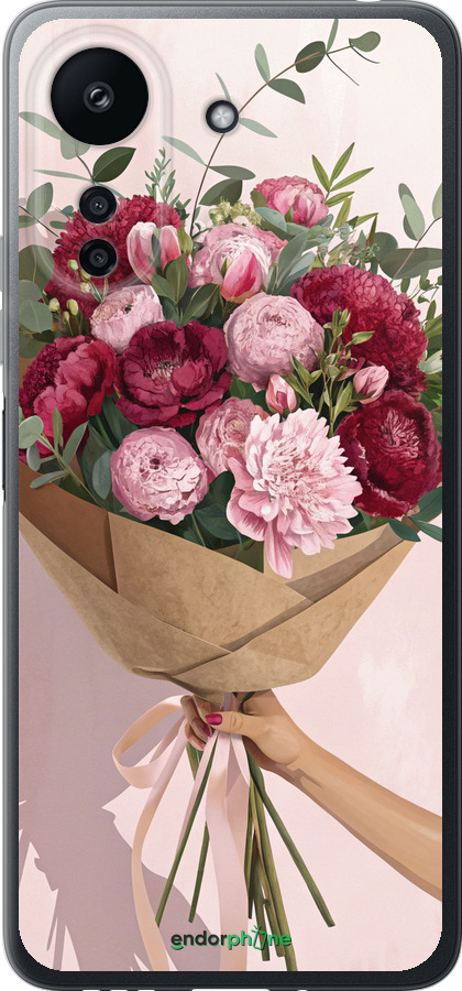 Силиконовый чехол Пионы 1 для Xiaomi Redmi 13C - 6705u-3410 изображение 