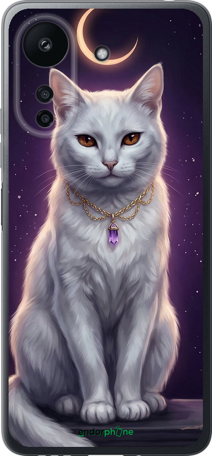 Силиконовый чехол Mystic White Cat Gothic Dark Purple Gold для Xiaomi Poco C65 - 6805u-3447 изображение 
