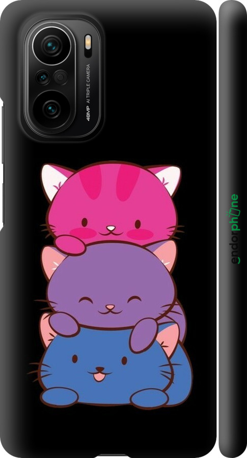 3D пластиковый матовый чехол Милые кошки для Xiaomi Mi 11i - 6518m-3935 изображение 