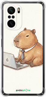 Силикон с усиленными углами чехол 'Funny Capybara CEO Working' для Xiaomi Mi 11i изображение 1