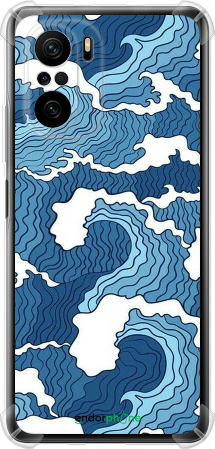 Силикон с усиленными углами чехол Абстрактный рисунок морских волн для Xiaomi Poco F3 - 6538sp-2280 изображение 