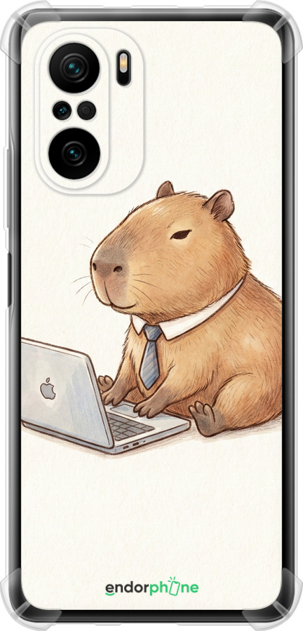 Силикон с усиленными углами чехол Funny Capybara CEO Working для Xiaomi Mi 11i - 6777sp-3935 изображение 