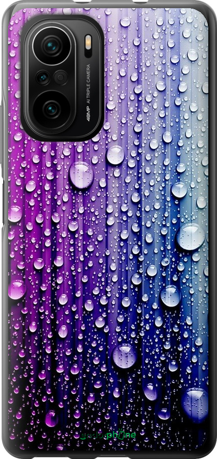 

2D пластиковий чохол "Краплини води" для Xiaomi Poco F3, Синій