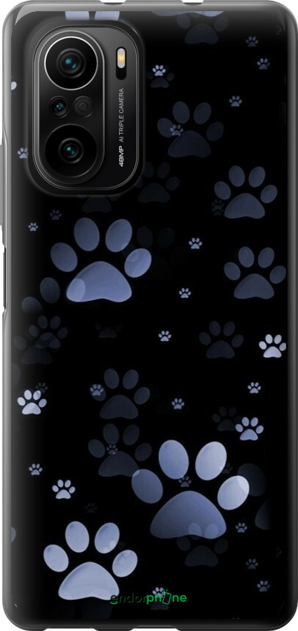 2D пластиковий чехол З синіми відбитками лап для Xiaomi Poco F3 - 6441t-2280 изображение 