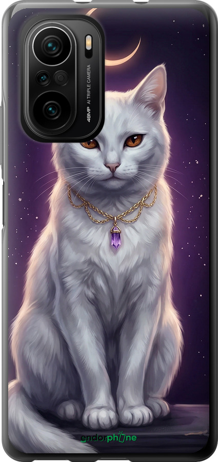 Силиконовый чехол Mystic White Cat Gothic Dark Purple Gold для Xiaomi Poco F3 - 6805u-2280 изображение 