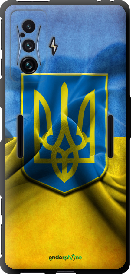 

TPU чорний чохол "Прапор та герб України" для Xiaomi Poco F4 GT, Блакитний