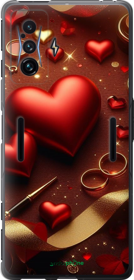 Силиконовый чехол Сердечки v3 для Xiaomi Poco F4 GT - 5833u-2958 изображение 