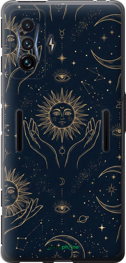 Силиконовый чехол Celestial Harmony: Sun & Moon Gold Mystic Pattern для Xiaomi Poco F4 GT - 6778u-2958 изображение 