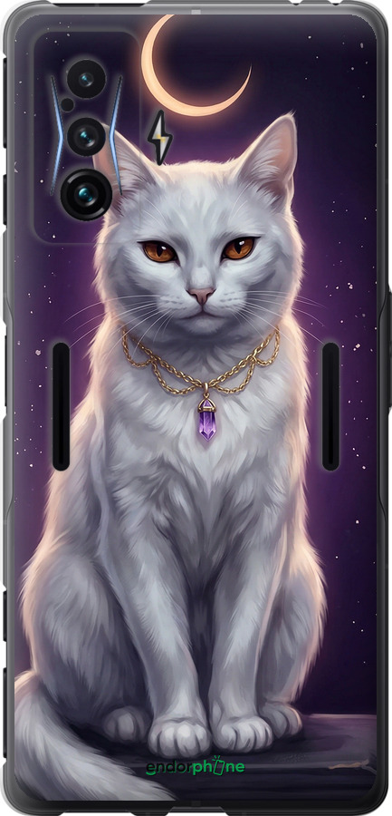 Силиконовый чехол Mystic White Cat Gothic Dark Purple Gold для Xiaomi Poco F4 GT - 6805u-2958 изображение 