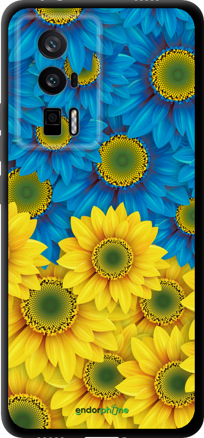TPU чехол Жёлто-голубые цветы для Xiaomi Poco F5 Pro 5G - 1048b-3193 изображение 