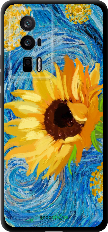 TPU чехол Цветы желто-голубые для Xiaomi Redmi K60 - 5308b-2973 изображение 