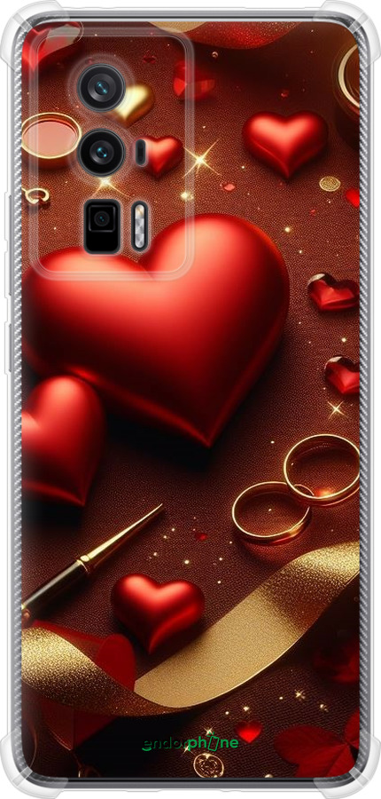 Силикон с усиленными углами чехол Сердечки v3 для Xiaomi Poco F5 Pro 5G - 5833sp-3193 изображение 