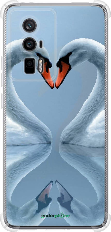 Силикон с усиленными углами чехол Лебеди для Xiaomi Poco F5 Pro 5G - 6007sp-3193 изображение 
