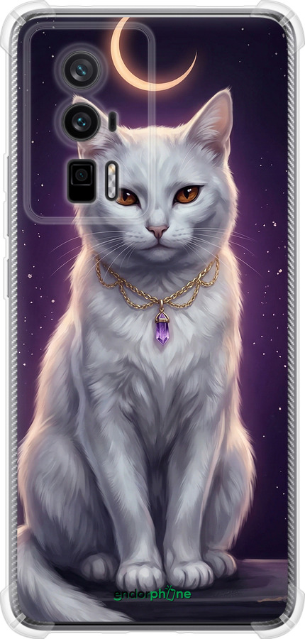Силикон с усиленными углами чехол Mystic White Cat Gothic Dark Purple Gold для Xiaomi Redmi K60 - 6805sp-2973 изображение 