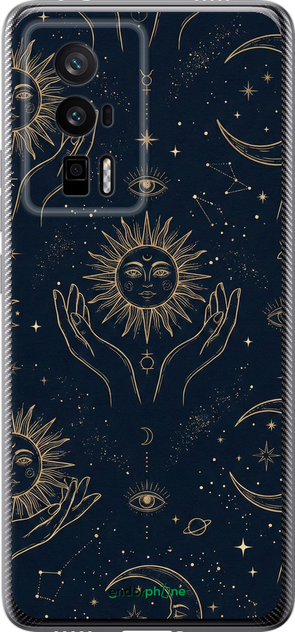 Силиконовый чехол Celestial Harmony: Sun & Moon Gold Mystic Pattern для Xiaomi Redmi K60 - 6778u-2973 изображение 