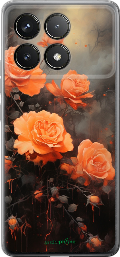 Силіконовий чехол Оранжеві троянди для Xiaomi Poco F6 Pro - 5944u-3755 изображение 