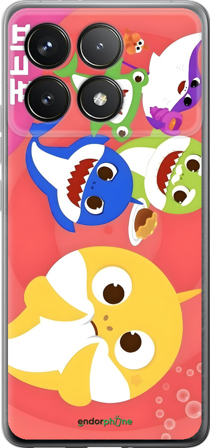 Силиконовый чехол Бейби Шаркс для Xiaomi Redmi K70 - 6305u-3799 изображение 
